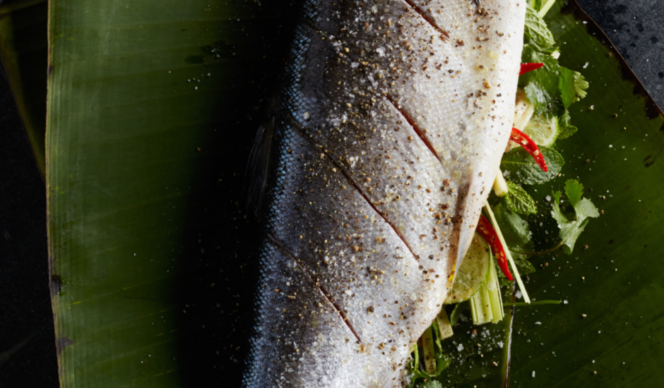 Thai-Style Aromatic Alaska Keta Salmon with Sesame Snap Peas